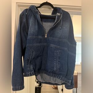 Blue Denim Half-Zip Jacket